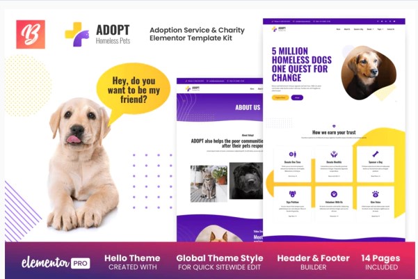 Themeforest Adopt - Adoption Service & Charity Elementor Template Kit слив курса