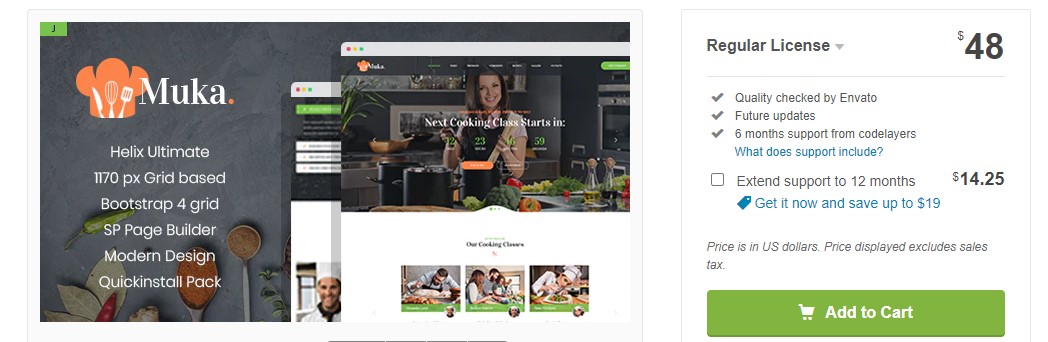 Themeforest Muka v1.0 - шаблон Joomla для уроков по выпечке и кулинарии слив курса