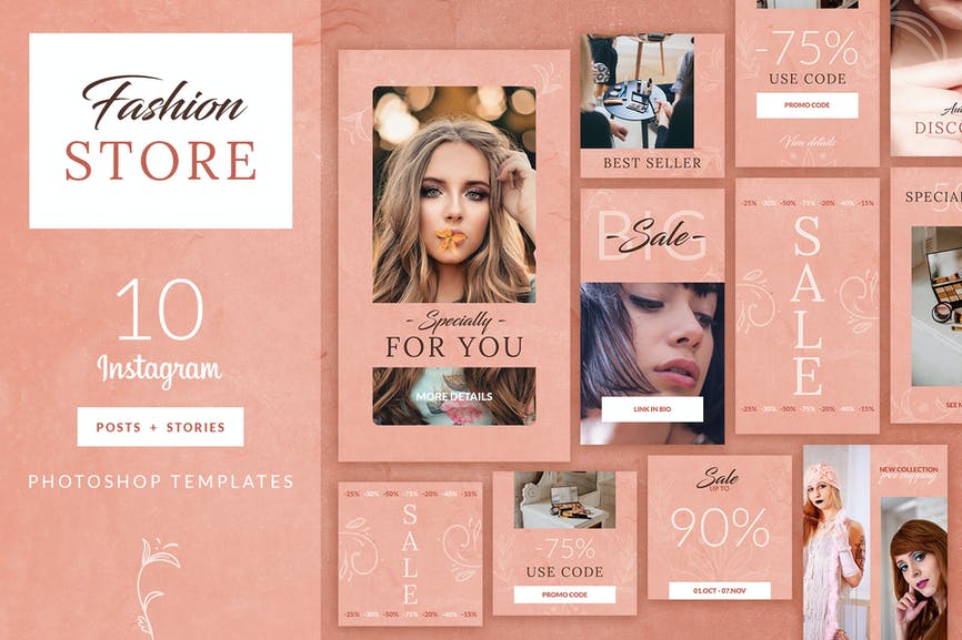 Elements.envato Feminine Fashion Insta Pack слив курса