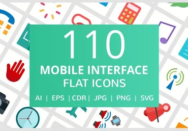 Creativemarket 111 Mobile Interface Flat Icons слив
