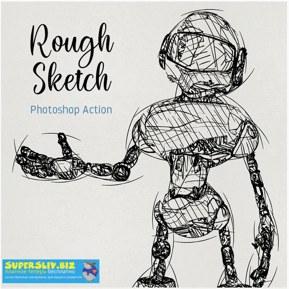 Graphicriver Rough Sketch Photoshop Action 2019 слив курса