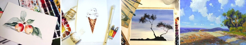 Дерево. Мороженное. Пейзаж маслом. Яблоки - Art Creativity 2017 слив курса