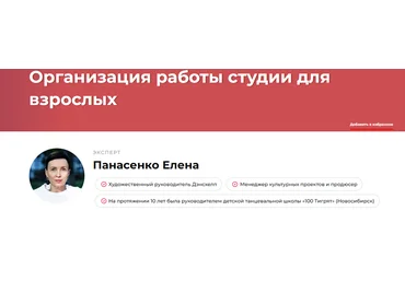 Елена Панасенко Организация работы студии для взрослых 2023 слив