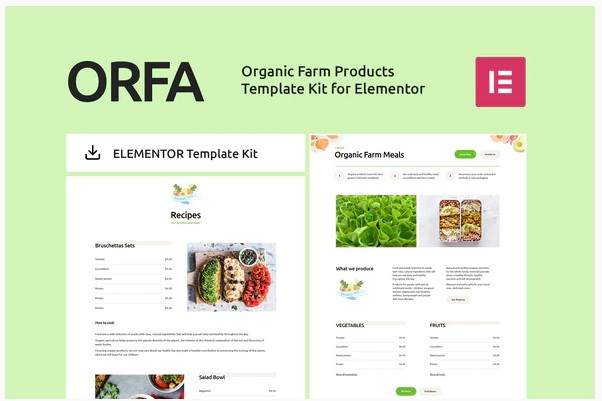 Themeforest Organic Farm Products Elementor Template Kit слив курса