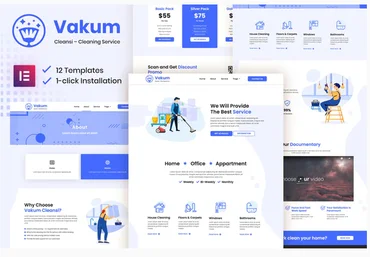 Themeforest Vakum - Cleaning Service Elementor Template Kit скачать слив