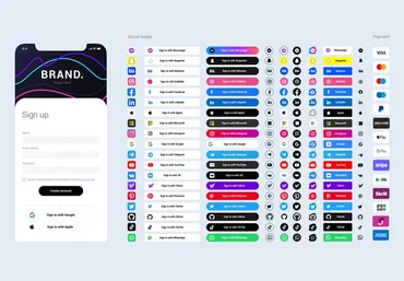 Freepik Sign in page with social media icons and buttons for mobile interface 2021 слив
