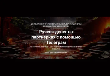 Ильнур Юсупов Ручеек денег на партнерках с помощью Телеграм + 5 других кейсов по заработку 2024 слив