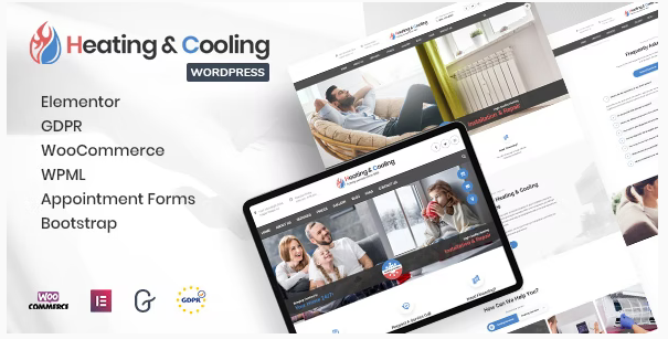 Themeforest HeaCool v1.7 - тема WordPress для отопления и кондиционирования 2021 слив курса