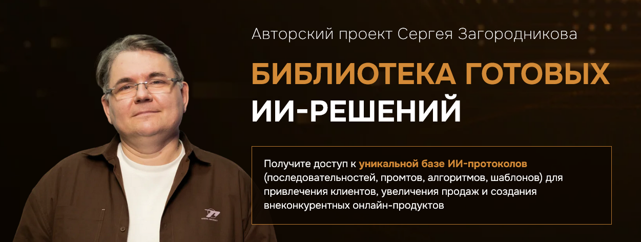 Сергей Загородников Библиотека готовых ИИ-решений. Тариф 3 месяца 2025 слив курса