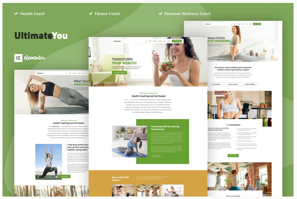 Themeforest UltimateYou - Health Coach Elementor Template Kit слив курса