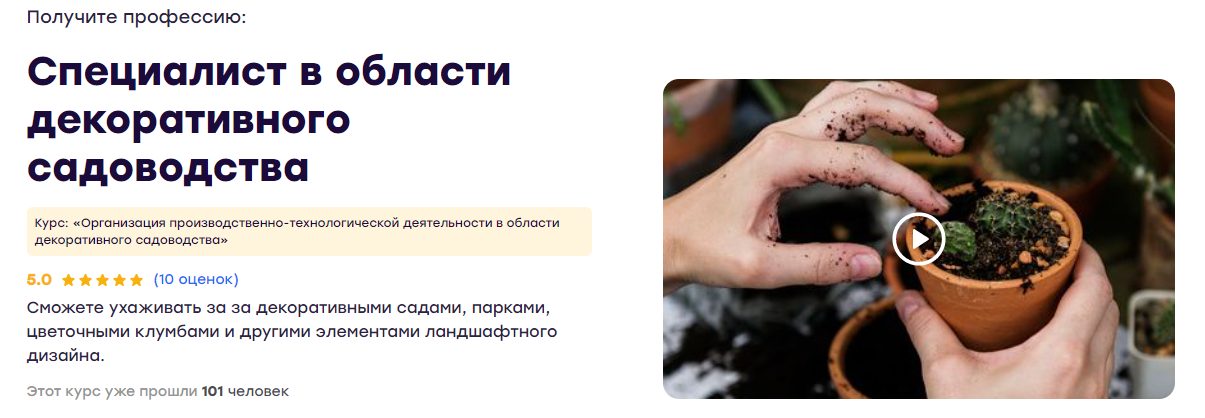 Инфоурок Организация производственно-технологической деятельности в области декоративного садоводс слив курса