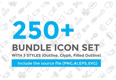 Сreativemarket 250+ Bundle Icon set слив