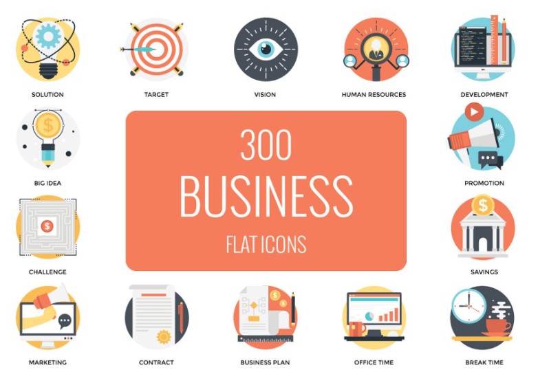 Creativemarket 300 Flat Business Icons слив курса