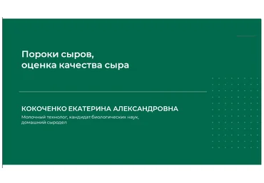 Екатерина Кокоченко Вебинар «Пороки сыров, оценка качества сыра» 2024 слив