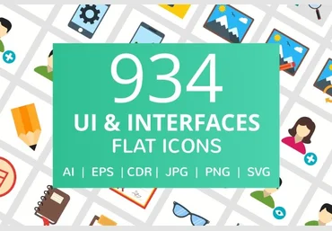 Creativemarket 934 UI & Interfaces Flat Icons слив