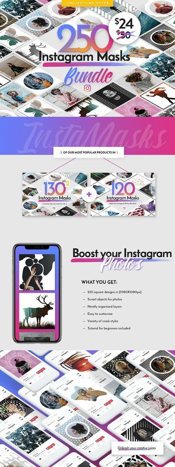Creativemarket 250 InstaMasks Bundle слив курса