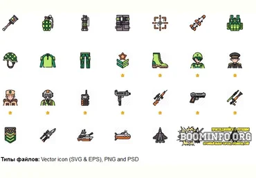 Flaticon Icon Pack: Military - Lineal color 50 icons 2021 слив