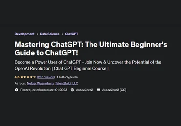 Нетцер Вассерберг Udemy Освоение ChatGPT: полное руководство по ChatGPT для начинающих! 2023 слив