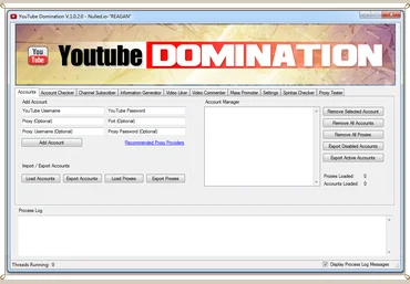 Youtube Domination - рассылка комментариев / нажатие лайков / подписок / слив