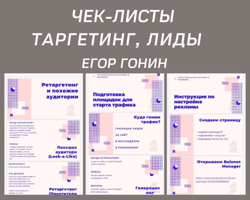 Егор Гонин Чек-листы «Таргетинг, лиды» слив курса