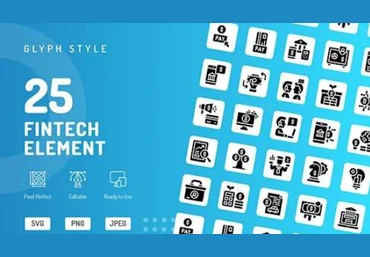 Graphicriver Fintech Element Glyph Icons 2020 слив
