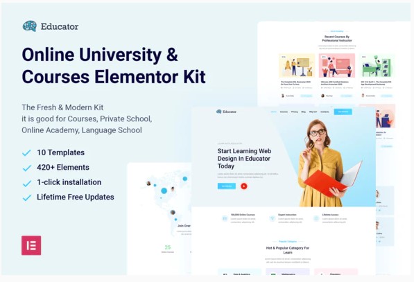 Themeforest Educator - Online University & Courses Elementor Template Kit слив курса