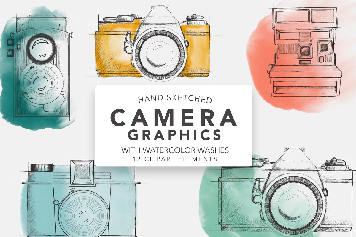Creativemarket Sketched camera graphics for Logos слив курса