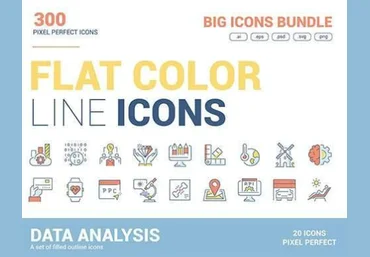Graphicriver Big collection of Flat line color icons 2020 слив