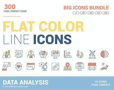 Graphicriver Big collection of Flat line color icons 2020 слив курса