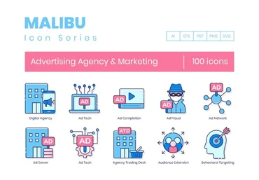 Elements.Envato 100 Advertising Agency & Marketing Line Icons 2021 слив