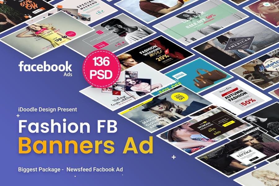 Evanto Elements Модные рекламные баннеры Facebook - 136 PSD 2020 слив курса