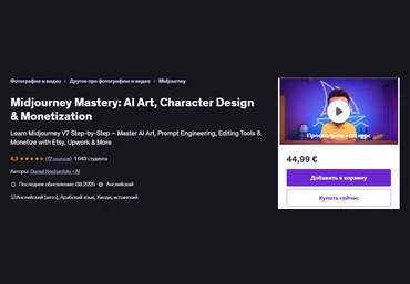 Udemy Danial Roshanfekr ― Midjourney Mastery: ИИ-арт, дизайн персонажей и монетизация 2025 скачать слив