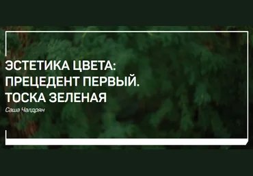 Саша Чалдрян Эстетика цвета: Прецедент первый. Тоска зеленая 2018 слив