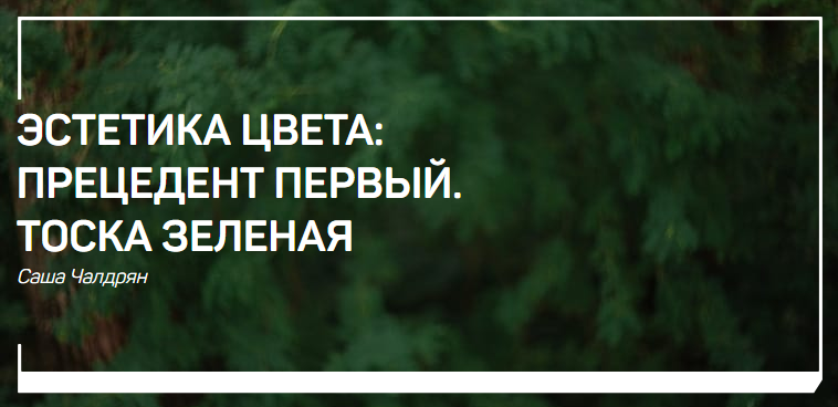 Саша Чалдрян Эстетика цвета: Прецедент первый. Тоска зеленая 2018 слив курса