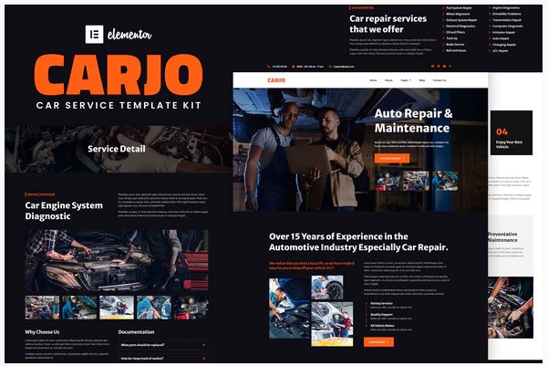 Themeforest Carjo - Car Services & Repair Elementor Template Kit слив курса