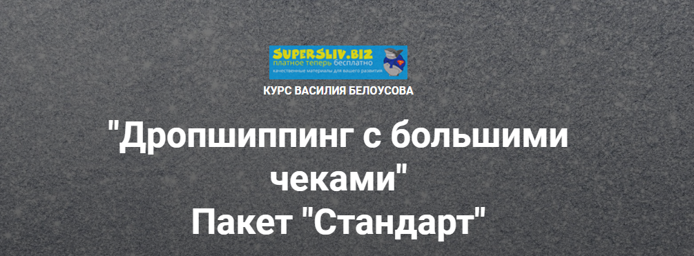 Василий Белоусов Дропшиппинг с большими чеками пакет «Стандарт» 2019 слив курса