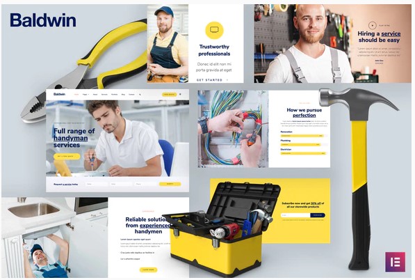 Themeforest Baldwin - Handyman & Repair Services Elementor Template Kit слив курса