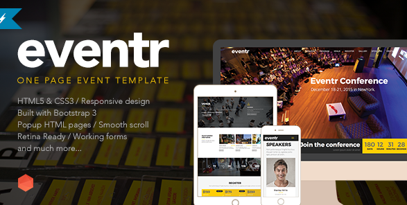 Eventr - одностраничный отзывчивый HTML-шаблон слив курса