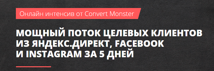 Convert Monster Мощный поток целевых клиентов из Яндекс Директ, Facebook и Instagram 2018 слив курса