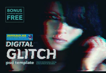 Creativemarket Digital Glitch Effect PSD Templates 2019 слив