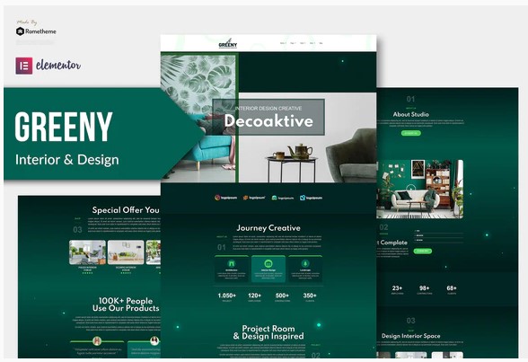 Themeforest Greeny - Interior Elementor Template Kit слив курса