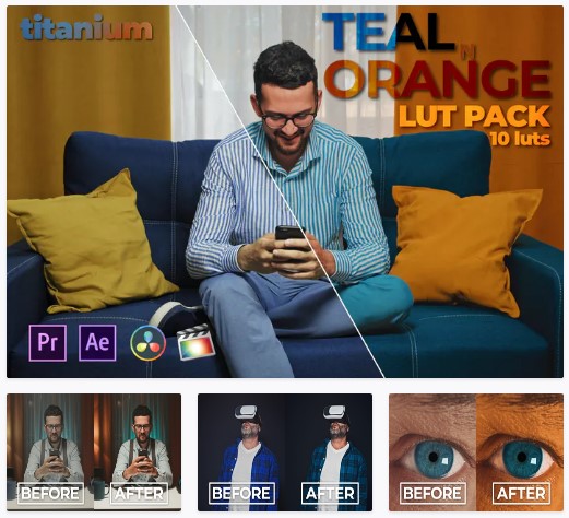 Elements.Envato Titanium Teal n Orange LUT Pack 10 Luts 2021 слив курса