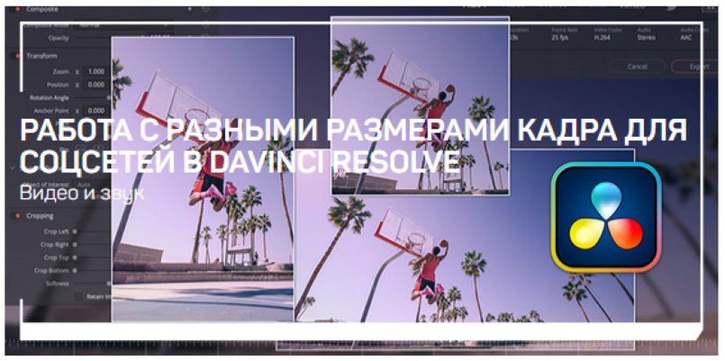 Дмитрий Ларионов Работа с разными размерами кадра для соцсетей в DaVinci Resolve 2021 слив курса