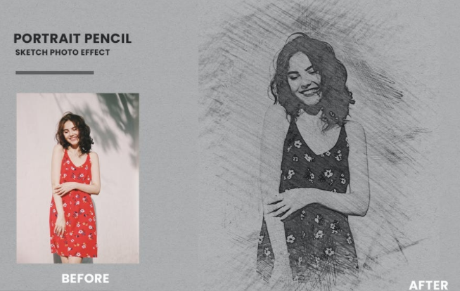 Elements.Envato Portrait Pencil Sketch Photo Effect 2021 слив курса
