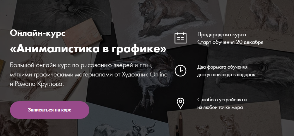 Художник Online Роман Круглов - Онлайн-курс «Анималистика в графике» 2021 слив курса