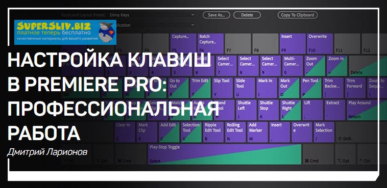 Дмитрий Ларионов Настройка клавиш в Premiere Pro: профессиональная работа 2019 слив курса