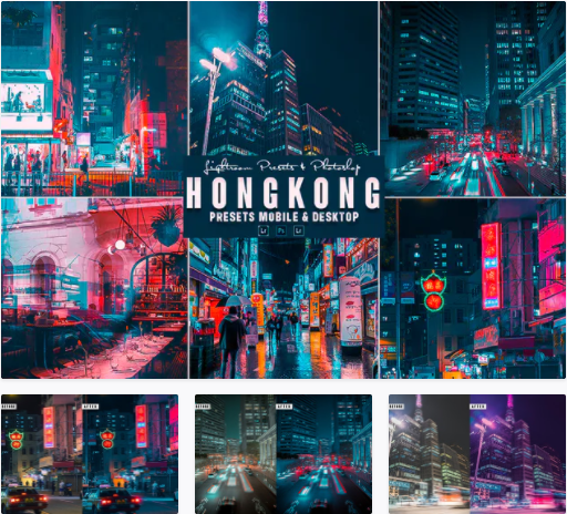 elements.envato Hongkong Photoshop Action & Lightrom Presets 2021 слив курса