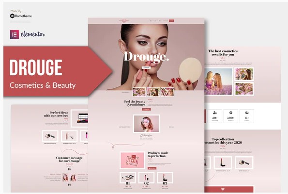 Themeforest Drouge - Cosmetic Elementor Template Kit слив курса