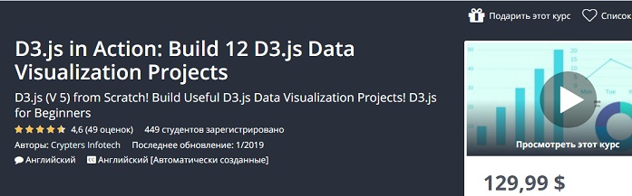 Udemy D3.js в действии: Создаем 11 D3.js проектов визуализации данных 2019 слив курса