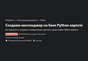 Дмитрий Читалов Udemy Создаем мессенджер на базе Python asyncio 2022 слив